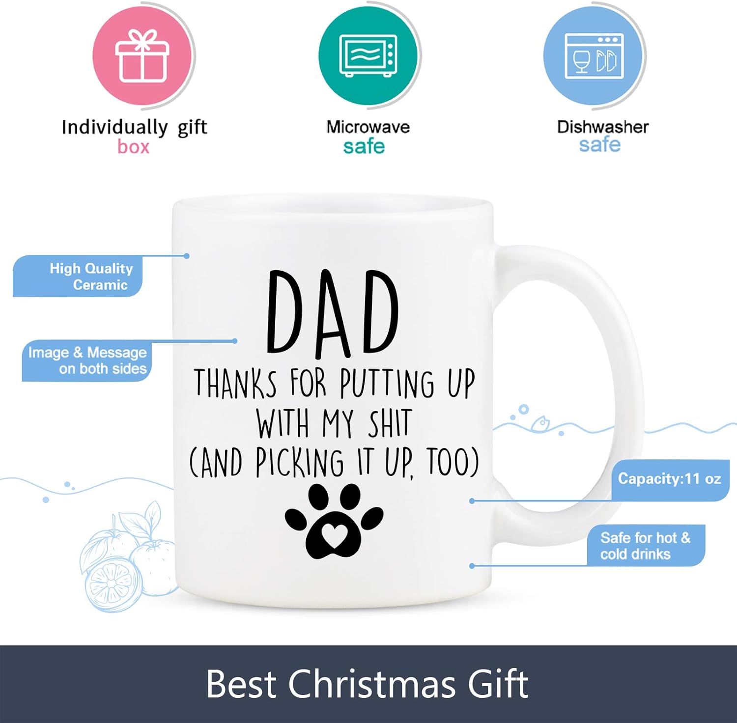 Amazing 🔥 Dad Coffee Mug Dad Thanks for Putting Up Coffee Mug Funny Dad Mug Birthday Christmas Gifts Fathers Day Gift for Dad from Daughter Son Gift for Dog Lovers 11 Oz