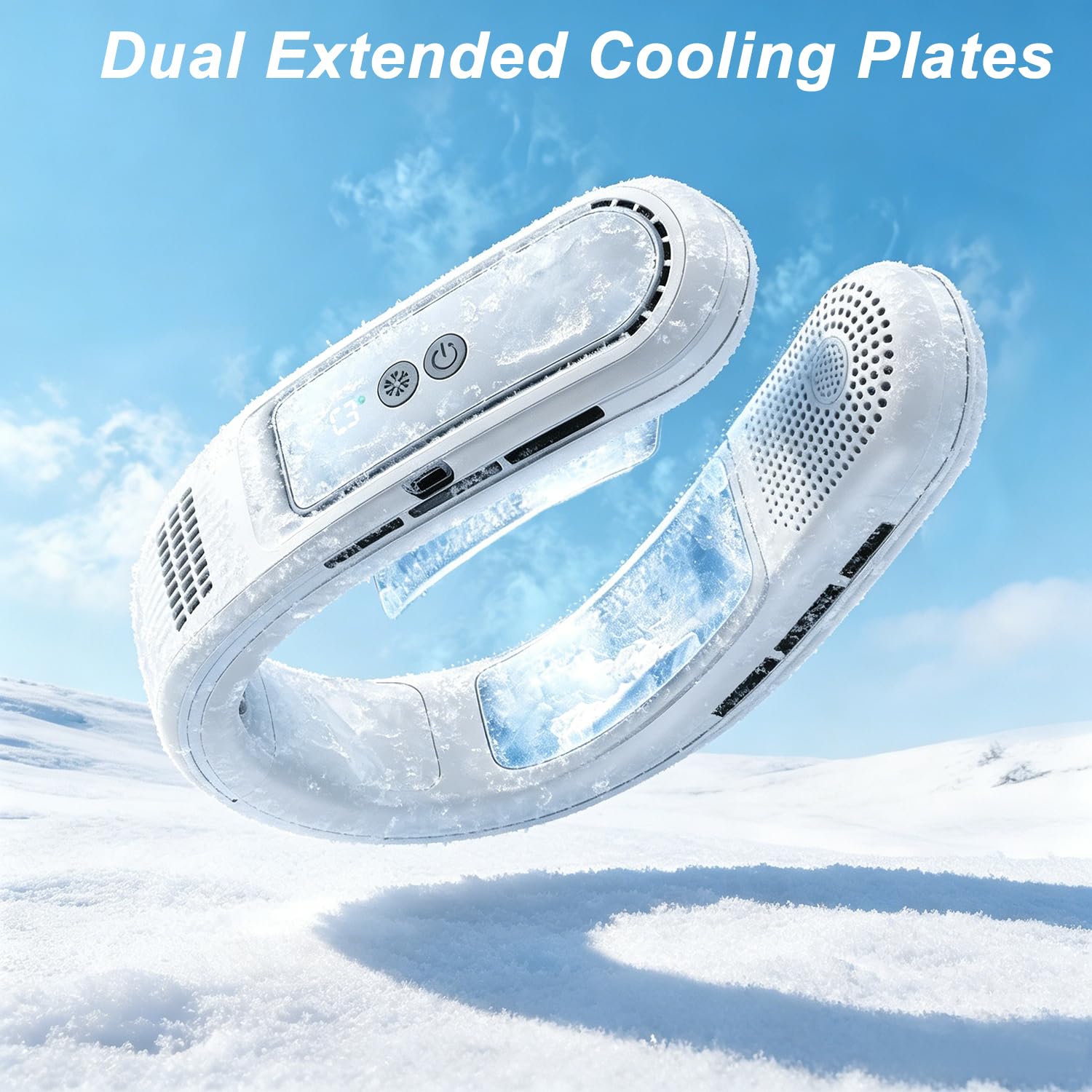Ventilatore Portatile da Collo con 2 Piastre Refrigeranti, Ventilatori Aire Acondicionado Collo Indossabile Silenzioso, Turbo 4000mAh Ricaricabile, Regalo per Viaggio Spiaggia Ufficio Donne