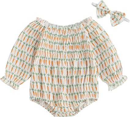 Newborn Baby Girl Outfit Cute Romper Long Sleeve Ruched Bodysuit Comfy Outfits Baby Girl Clothes