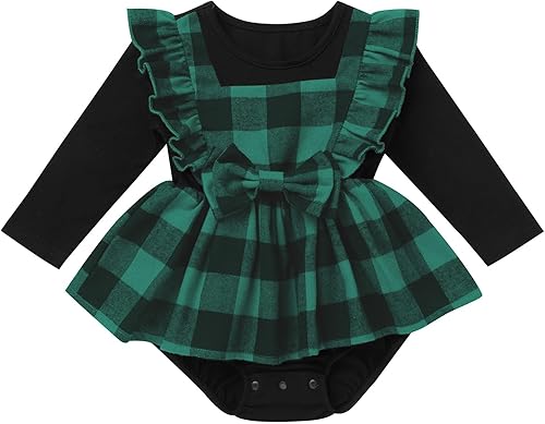 Miniatura 5 de AWIBMK Trajes familiares a juego para Navidad, color verde y rojo, a cuadros, vestidos para mamá e hija, otoño, invierno, Navidad, trajes familiares