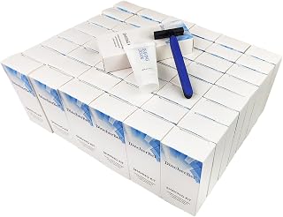 DincherBel Bulk Shave Kit: 50 Individually Wrapped Disposable Twin-Blade Razors & 12g Cream for Hotels, Travel, Camping