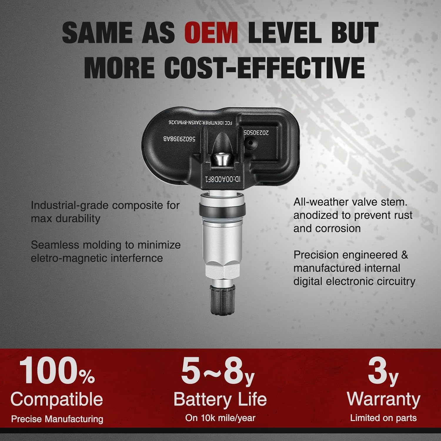 BDFHYK Upgrade TPMS Tire Pressure Monitoring System Sensor 433MHz Compatible with Jeep Wrangler JK Dodge Ram Charger Replacement for 56029398AB 68142397AA 68241067AA 68241067AB