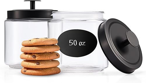 Miniatura 8 de KooK Juego de recipientes de cocina grandes de vidrio, recipientes de almacenamiento de alimentos, tarros de baño, tapas herméticas, 3.7 litros, 98