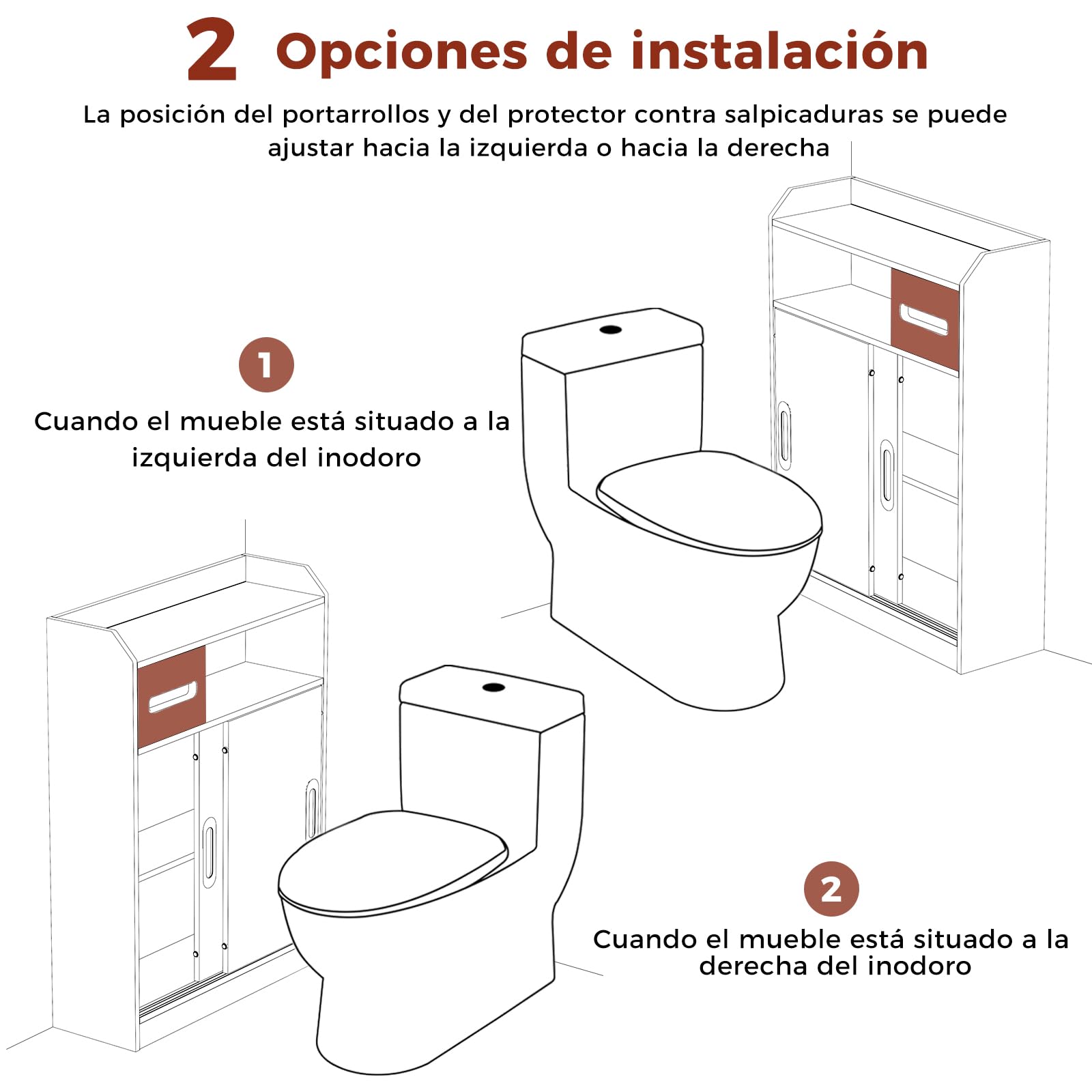 BEWISHOME Mueble de Baño Ahorro Espacio,Armario de Baño con Puerta Corredera,Tiradores Empotrados,Soporte Papel Higiénico y Estante Regulable,20x60x80cm,Blanco EYYG16W