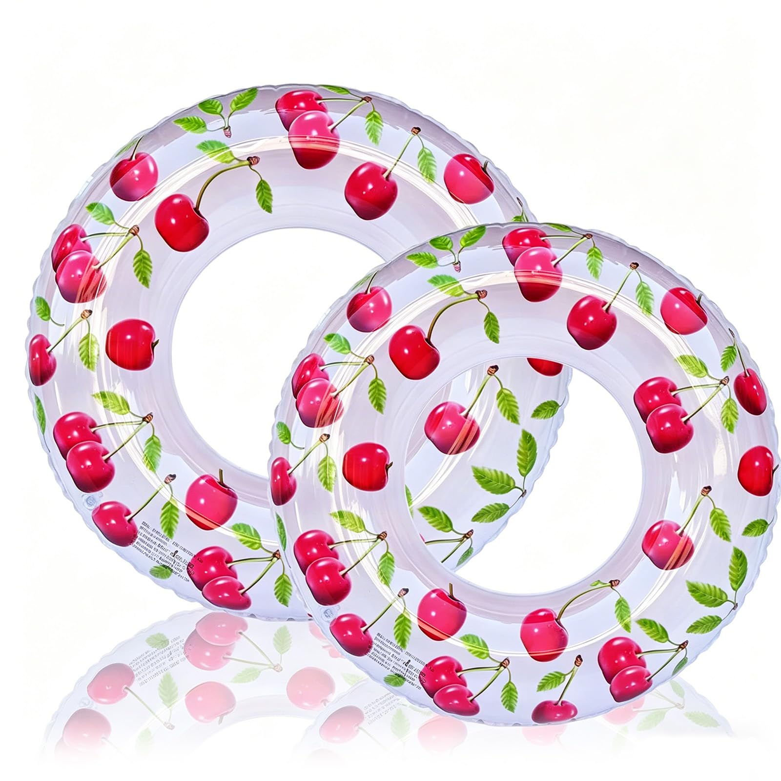 2pcs Swimming Ring Inflatable Rubber Rings for Kids Adults,70/90cm Cherry Inflatable Pool Ring Floaties Swim Rings Water Float Inflatables Pool Floats for Boys Girls Men Women Beach Summer Water Party