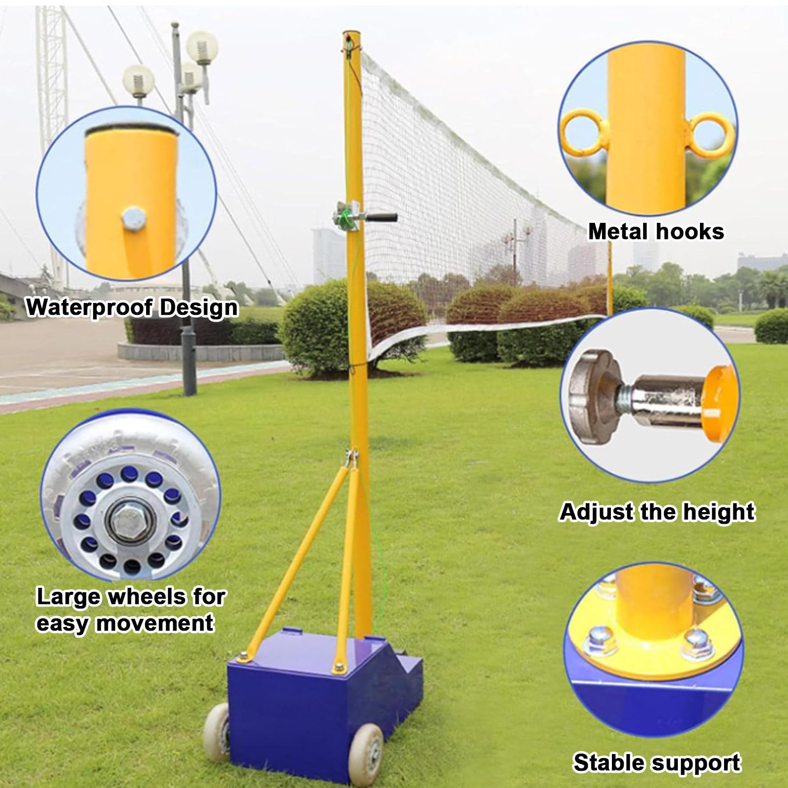 Rete da badminton portatile con ruote e base stabile per sport indoor e outdoor