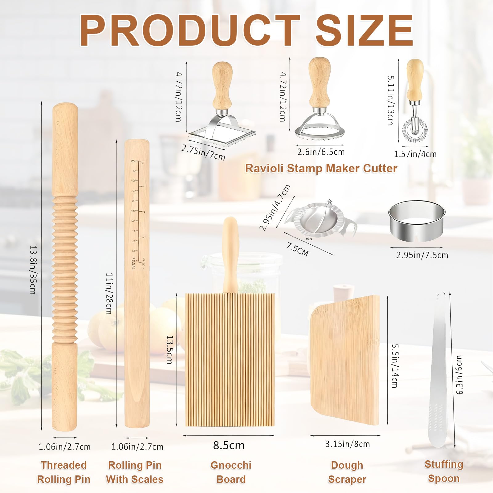 Ensemble de 11 outils de fabrication de pâtes Rouleau à pâtisserie Grattoir à pâte Raviolis Pour les amateurs de pâtisserie familiaux