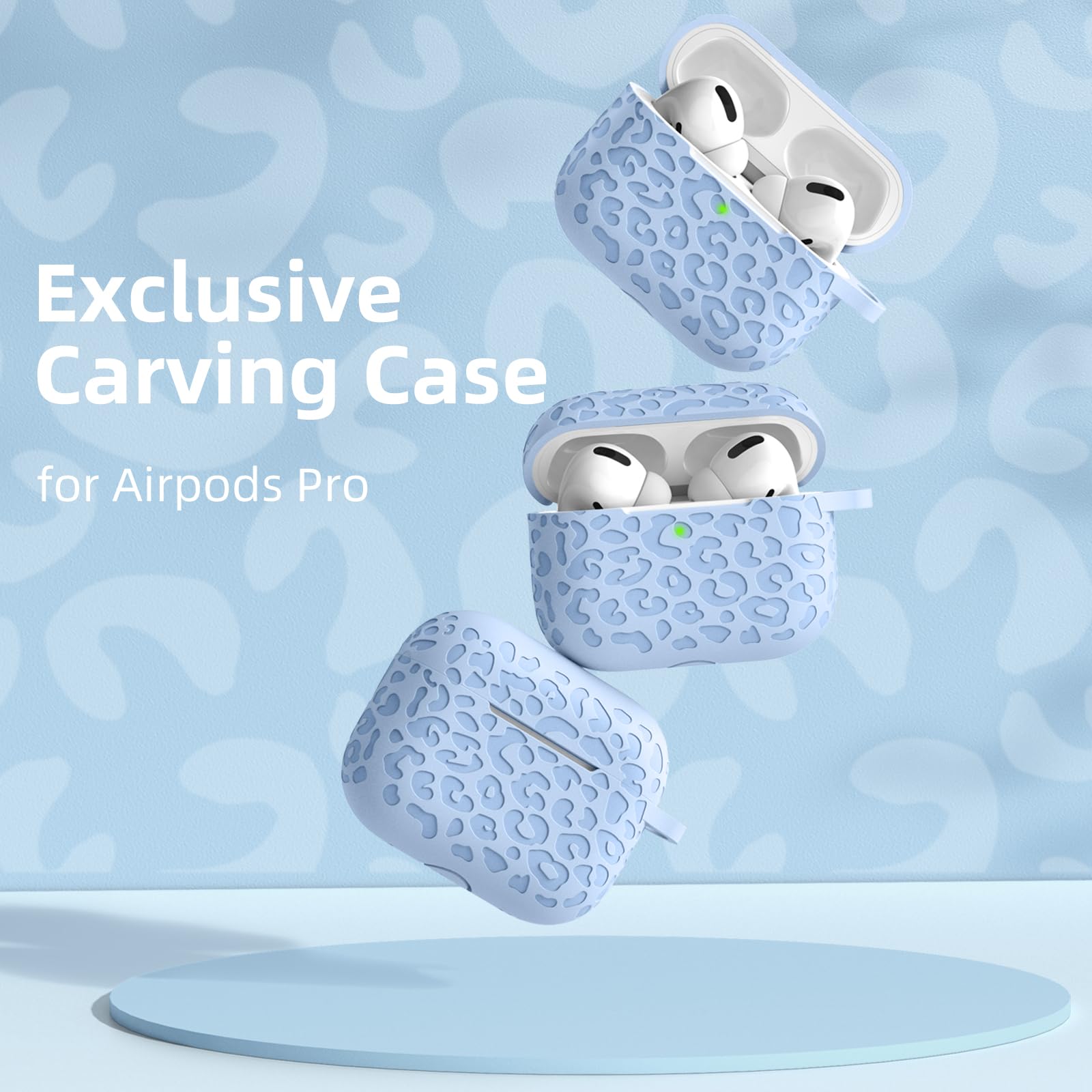 AirPods Pro Hülle Mit Leopardenmuster, Weiches Silikon – Sichtbare Front-LED, Inkl. Reinigungsstift (Lavendel)