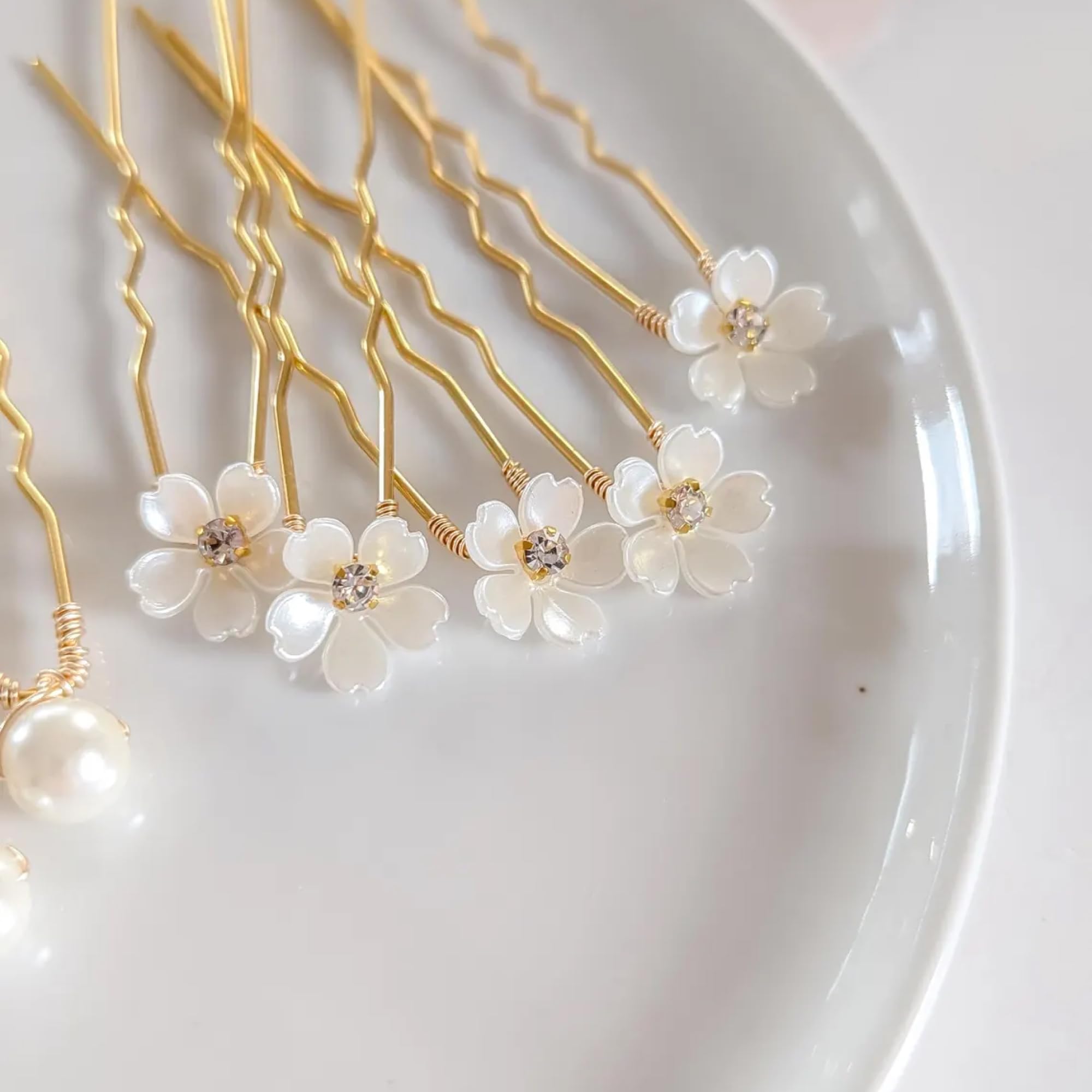 MILAPARK CRAFTS 12 Pcs Gold Pearl Flower Hair Pins for Women & Brides | Stylish Bridal Hair Accessories for Wedding, Reception, Mehndi & Festive Hairstyles | Elegant Hair Clips for Girls & Ladies 3