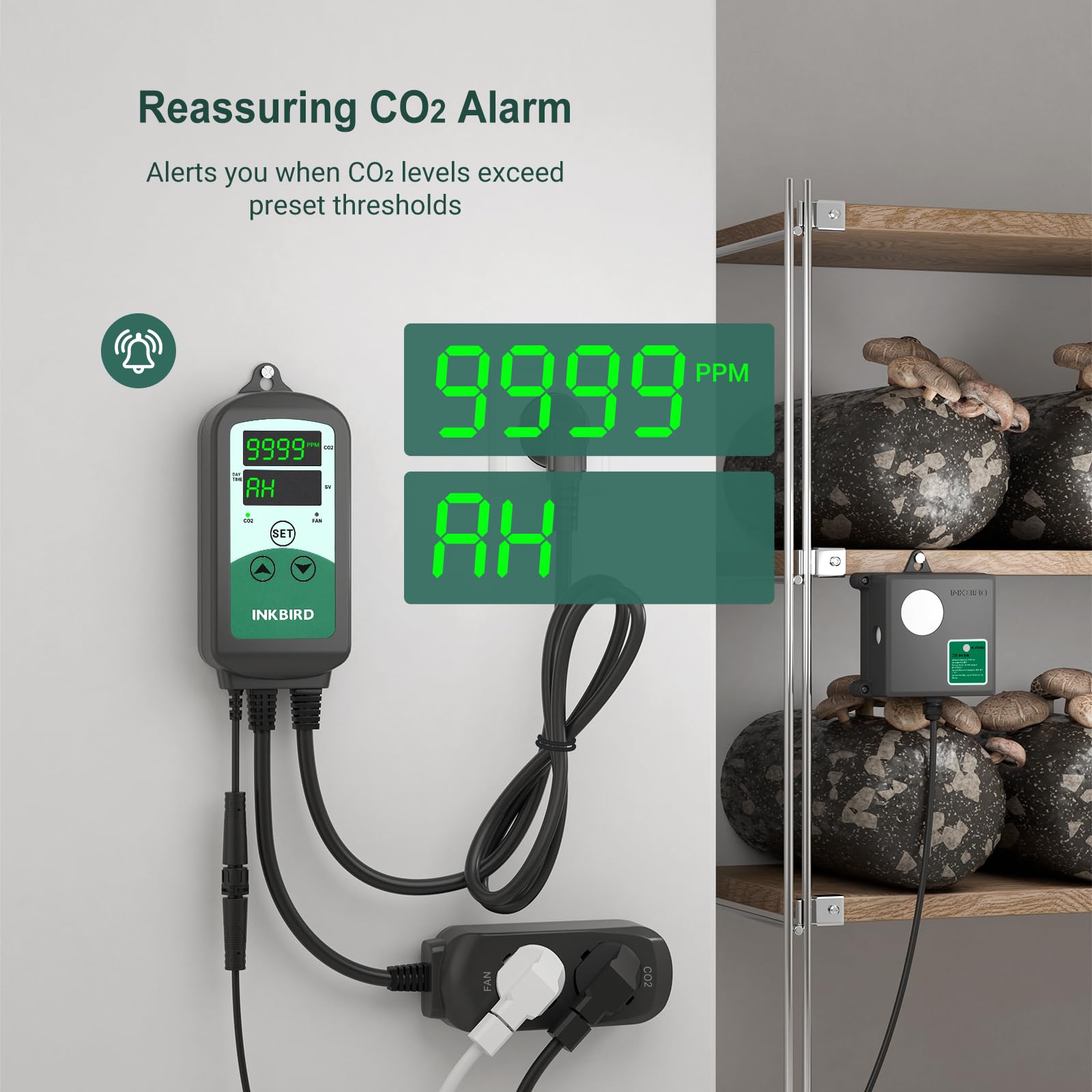 Inkbird ICC-510 Controlador de dióxido de carbono, medidor de CO2, regula el contenido de CO2 para cultivo de invernadero y ganadería