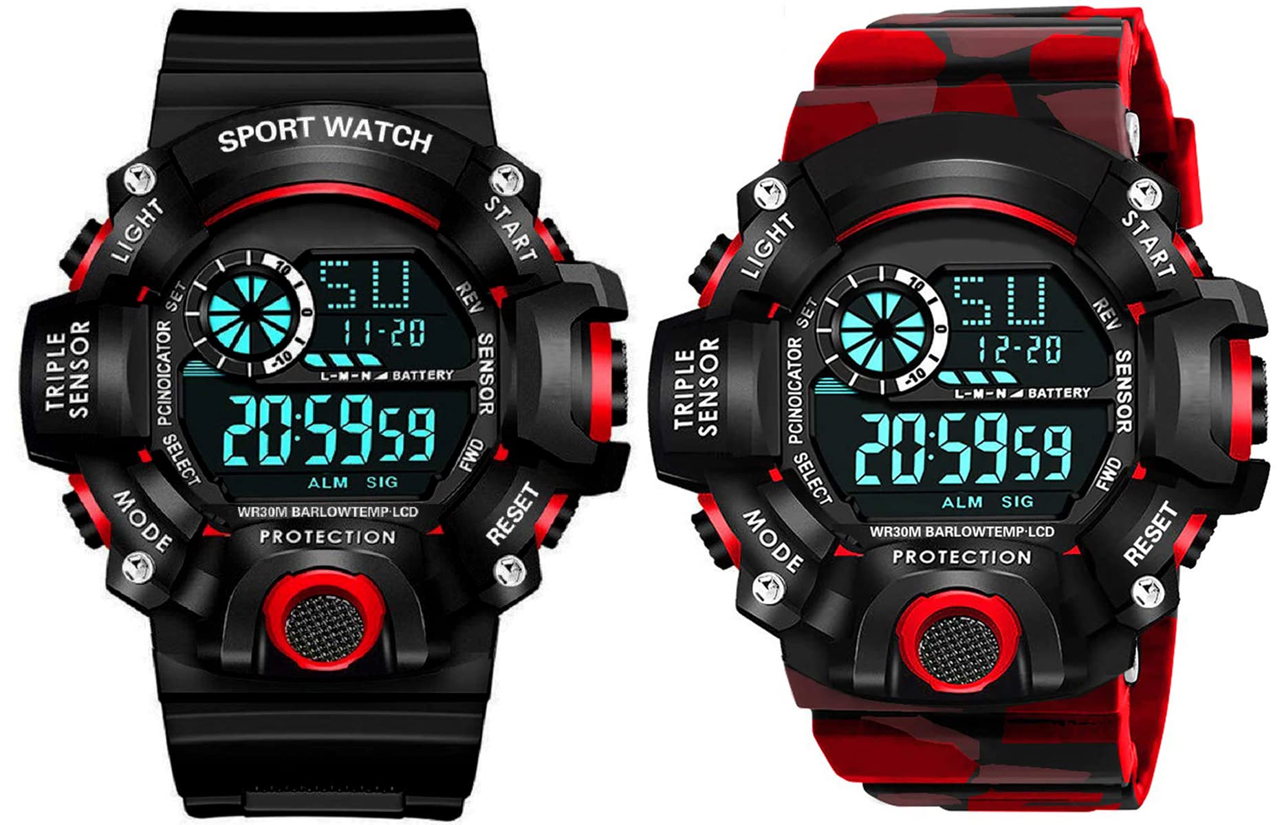 Matrix "Digital Boys Doublet Red & Red Military Digital Silicone Watch Pair Set (Pack of 2 Different Watch) (PR-RD-RD-MILT) (B0B1B4PXFD) Amazon Price History, Amazon Price Tracker