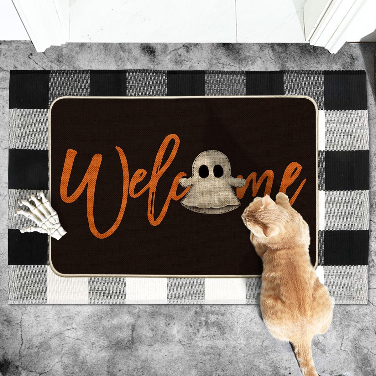 Artoid Mode Boo Halloween Welcome Doormat, Home Decor Low-Profile Switch Rug Door Mat Floor Mat for Indoor Outdoor 24x35 Inch
