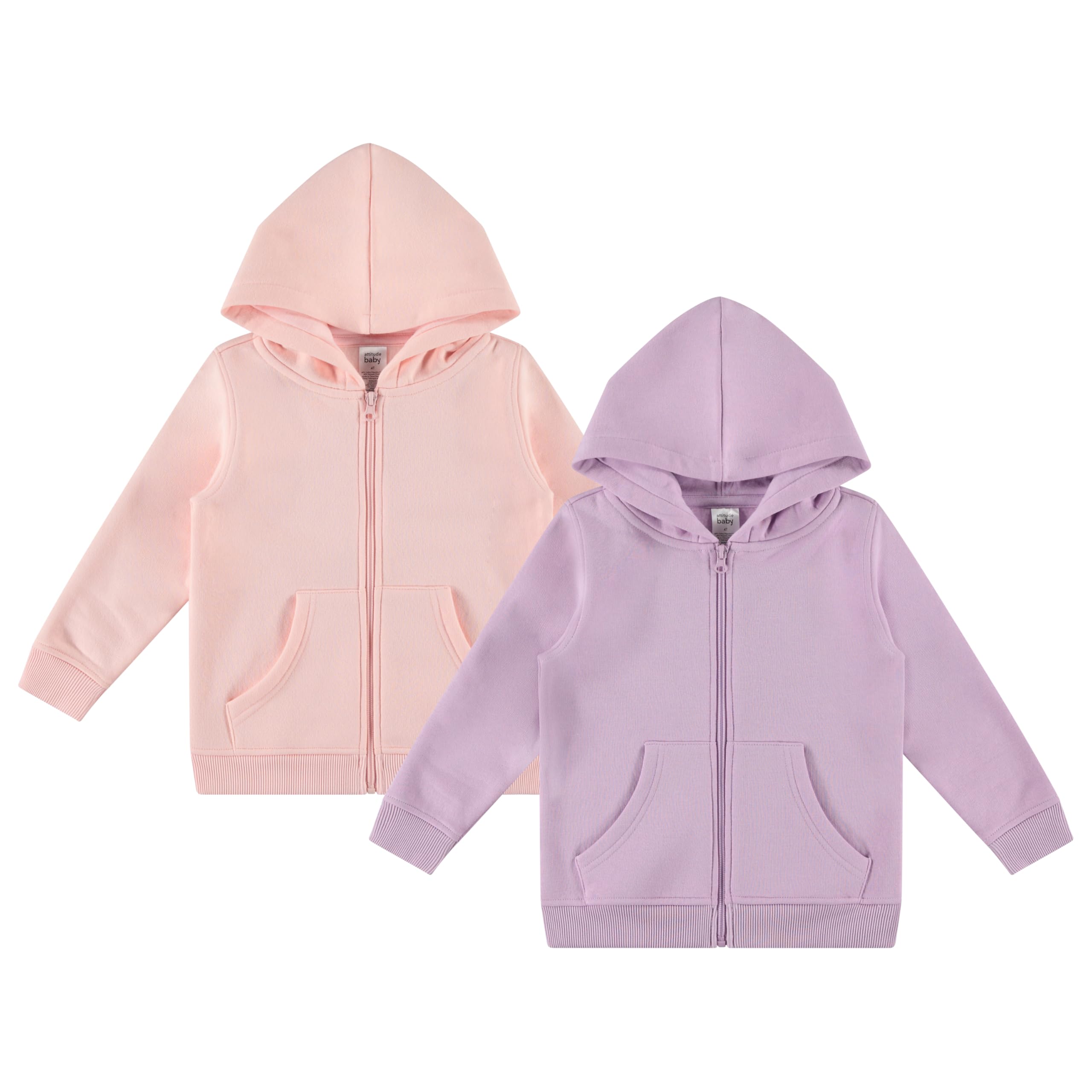 Cudlie 2-Pack Toddler Zip-Up Hoodies for Boys and Girls – Colorful Cotton Blend Sweatshirts with Pockets – Sizes 12M to 4T