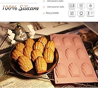 Vista 4 de Meajore Madeleine - Molde de silicona para hacer galletas Madeline, molde antiadherente para hacer galletas Madeleine (bronce)