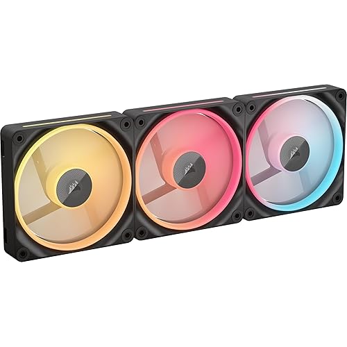 CORSAIR iCUE Link LX120-R RGB 120mm PWM Reverse Fans – Triple Fan Kit – Low-Noise, Magnetic Dome Bearing, Dual Light Loops, CORSAIR QuikTurn Screws, Zero RPM Mode – Black