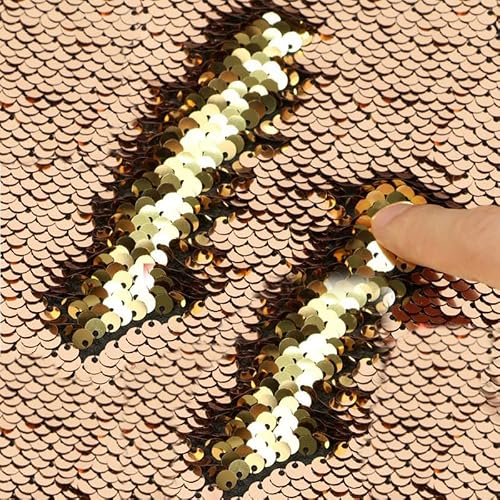 Sensory Wall Sequin Flip Fabric for Kids,0.2" Large Sequins Sensory Graffiti Fabric,Tactile Stimulation,Reversible Mermaid Fabric by The Yard (3yards(108"*49"), Champagne + Gold)