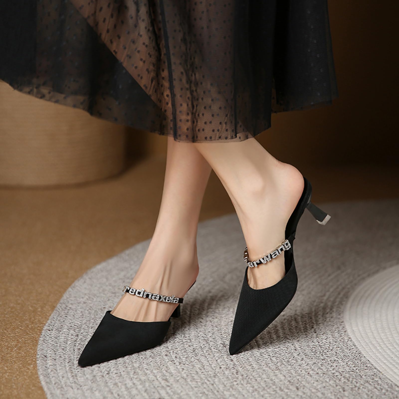 Gattino Tacchi per Le Donne Punta A Punta Mules Dressy Sexy Stiletto Tacco Basso Comfort Pompe Scarpe
