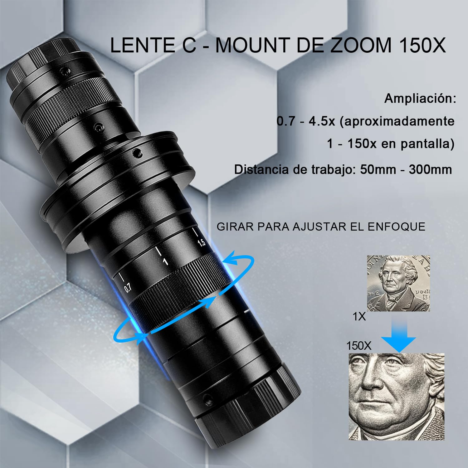 Microscopio digitale professionale, 150 x microscopio industriale 4K HD, luce ad anello regolabile, interfaccia tipo C/hdmi, con base stabile grande, per manutenzione elettronica di saldatura