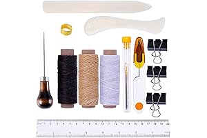 Goiio 19 Pieces Bookbinding Kit Starter Tools Set Bone Folder Paper Creaser,...