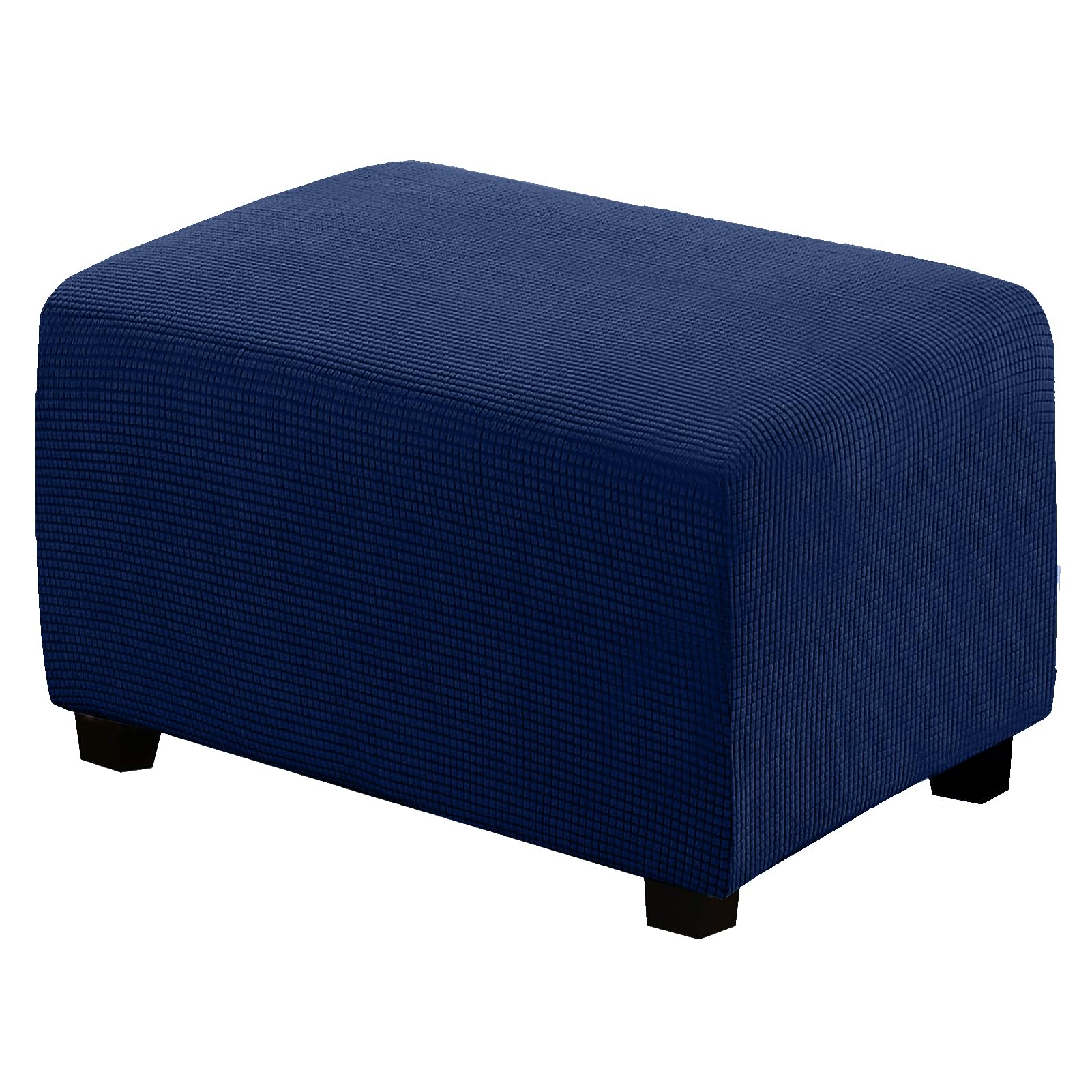 BXFUL Ottoman Slipcovers,Stretch Rectangle Footstool Protector Foldable Soft Non Slip Footrest Covers with Elastic Bottom Furniture Protector, Washable (X-Large,Navy Blue)