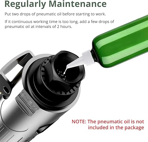 Miniatura 6 de EYPINS Air  Molinillo de ángulo recto 14" 90 grados Heavy Duty 20,000 RPM Lijadora comprimida herramienta pulidora para molienda de contorno,