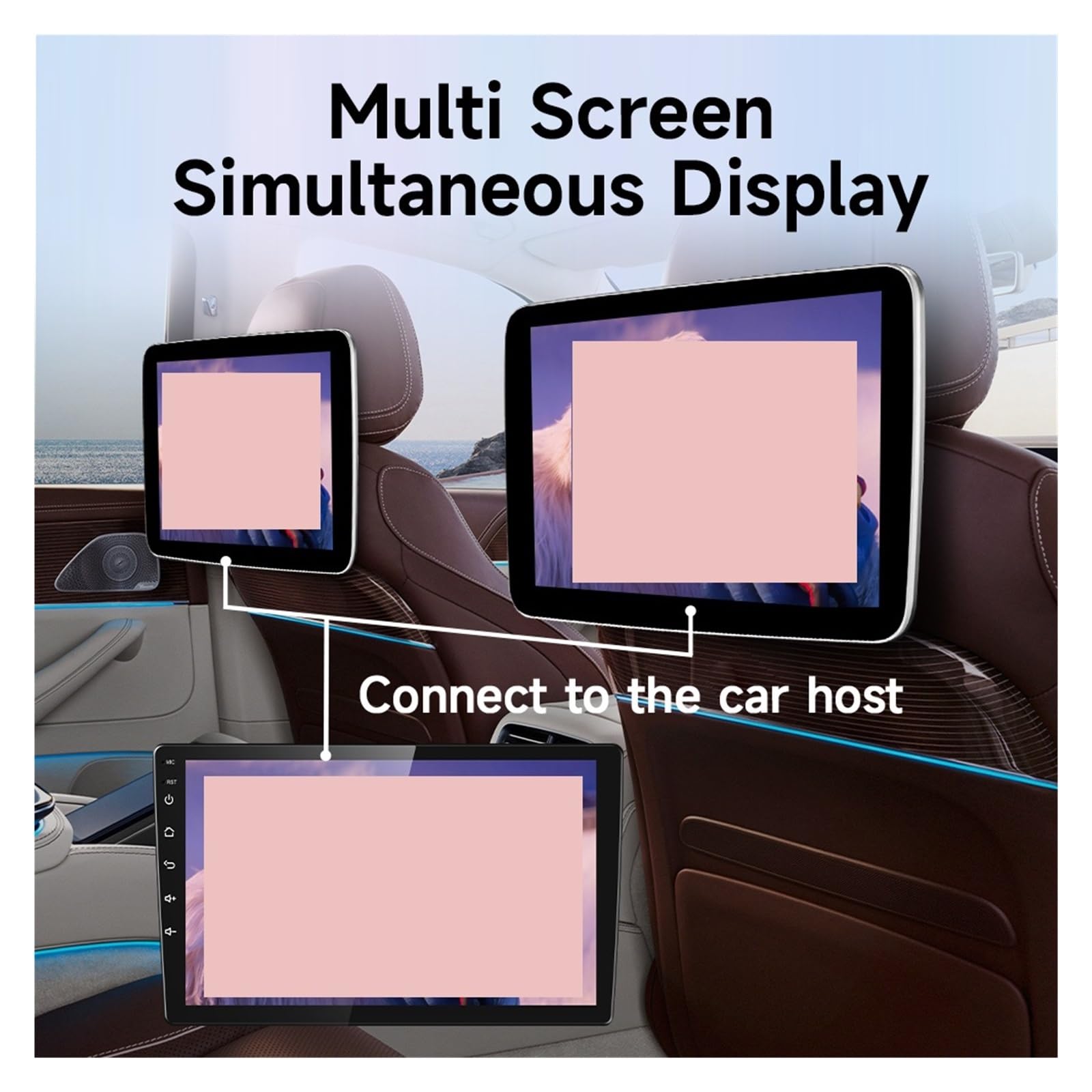 Lecteur VidéO Pour Appuie-TêTe 2 Pièces Mise À Niveau Du Moniteur D'appui-tête De Voiture IPS TV Display Sans Fil Auto For Lecteur Vidéo D'écran De Siège Arrière De Voiture(2pcs Full Fit Screen)