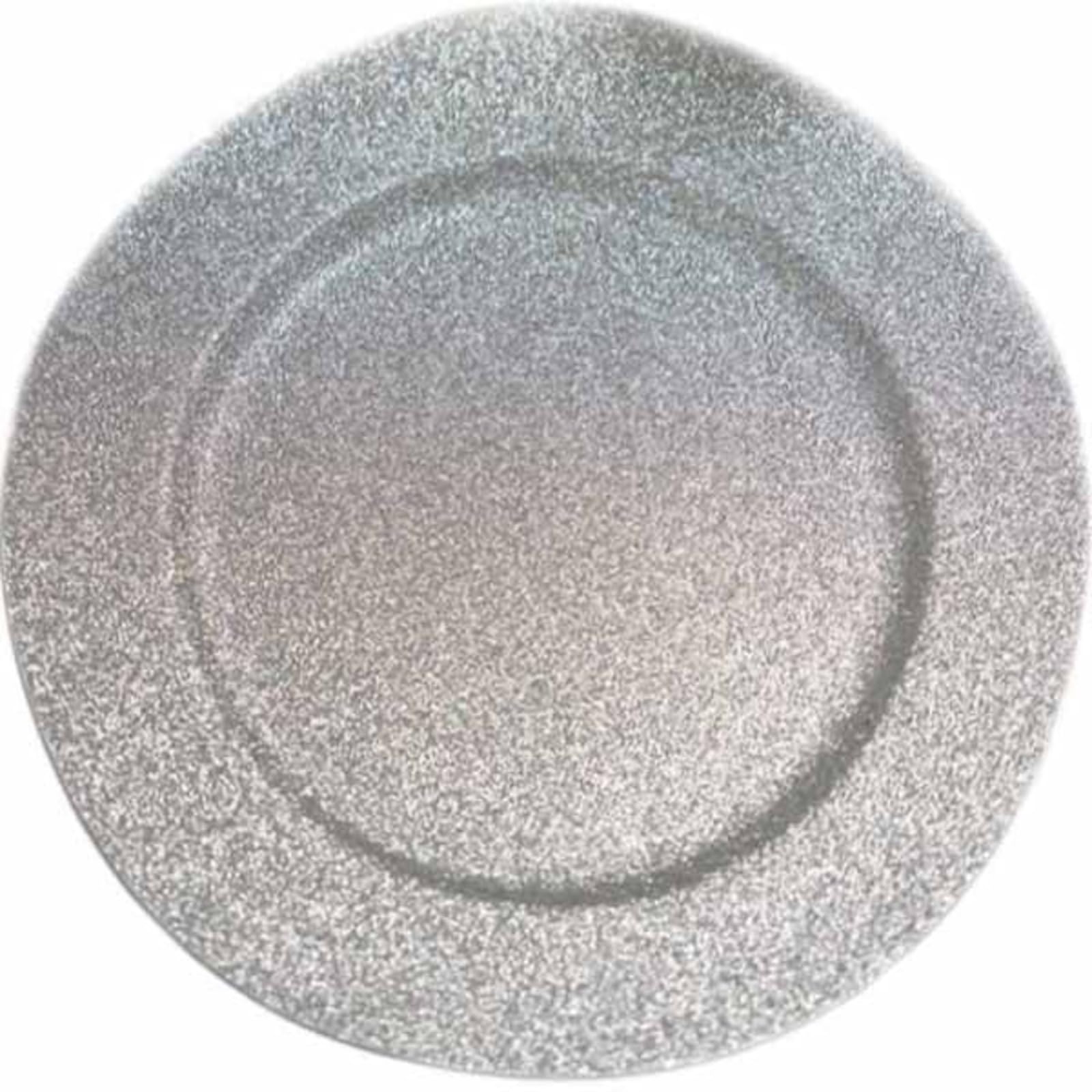 Balsa Circle 6 pcs 13-Inch Silver Glitter Round Charger Plates - Dinner Wedding Supplies for all Holidays Decorations