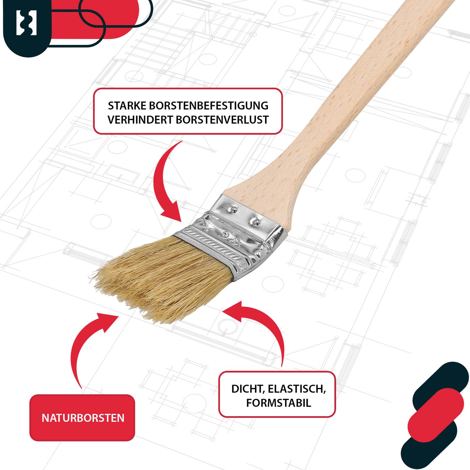 KOTARBAU® Juego de 10 brochas Planas para radiador con Mango de Madera, 36 mm, Pincel en Forma Curva, acodada, Mango Plano y Alargado para Superficies de difícil Acceso, Brocha para radiadores, 10u