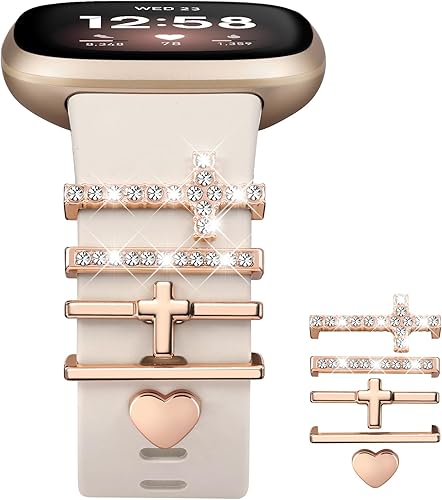 Miniatura 12 de Ouwegaga Compatible con Fitbit Versa 4 Bandas para Mujer/Sense 2/Sense/Versa 3 Bandas, Correa Deportiva de Silicona Suave con 5 Piezas de Anillos