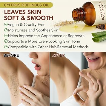 Cyperus Rotundus Oil - Cyperus Rotundus Oil for Hair Removal, Natural & Gentle Oil for Reducing Body Hair Growth,Moisturizes & Soothes - Suitable for All Skin Types