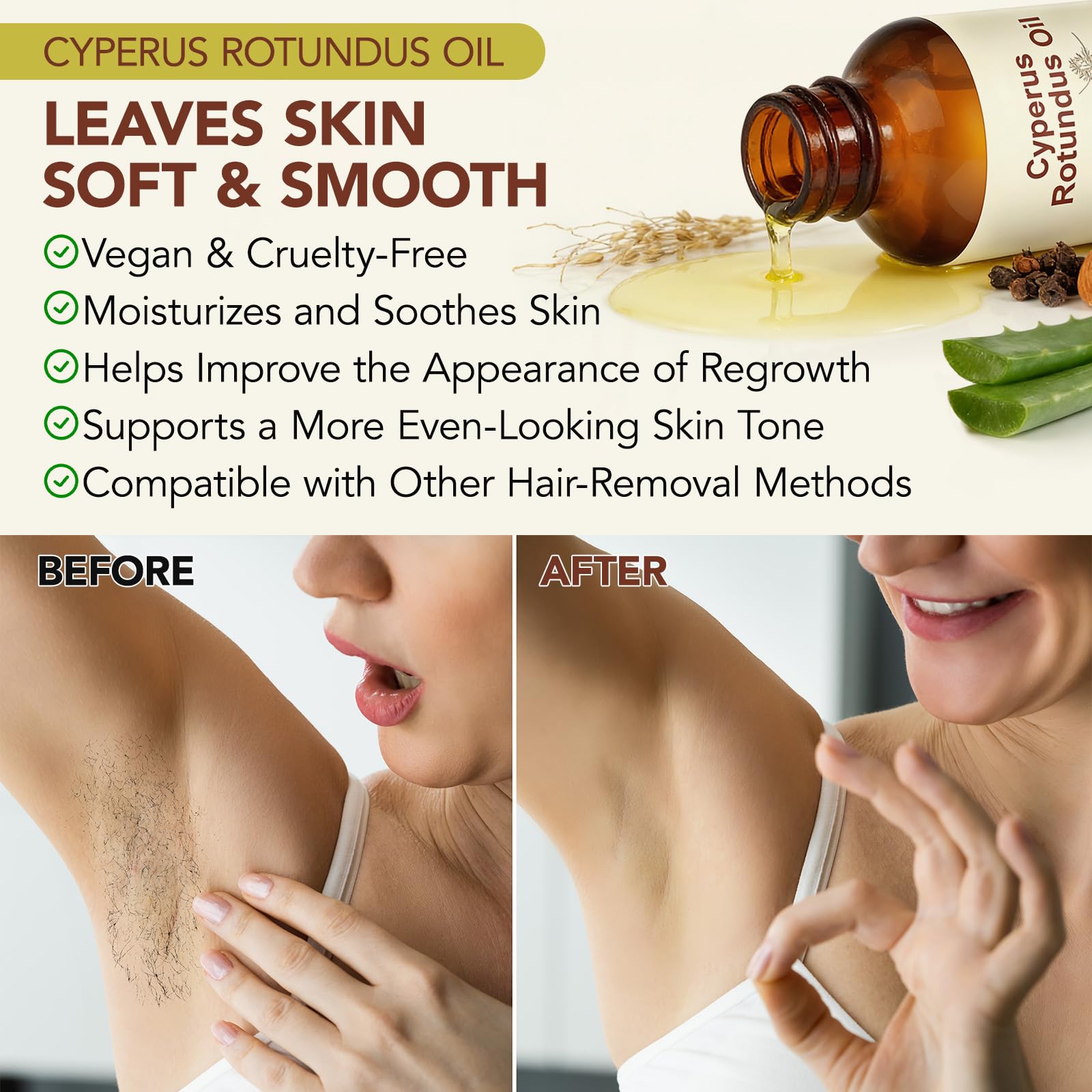 Cyperus Rotundus Oil, Cyperus Rotundus Oil for Hair Removal, Reduces Unwanted Hair Growth, idratante Soothing Skin, Shrink Pores, Reduces Body Hair Growth Cypress Rotundus Oils for All Skin