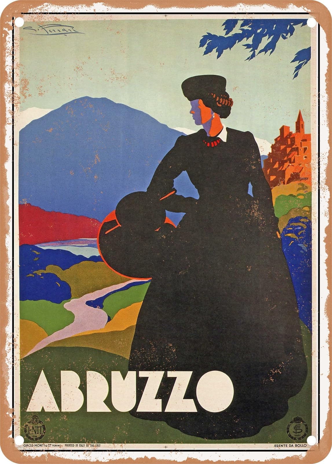 Miaomansenstore Metal Sign - 1930 Abruzzo Vintage Ad Home Decor