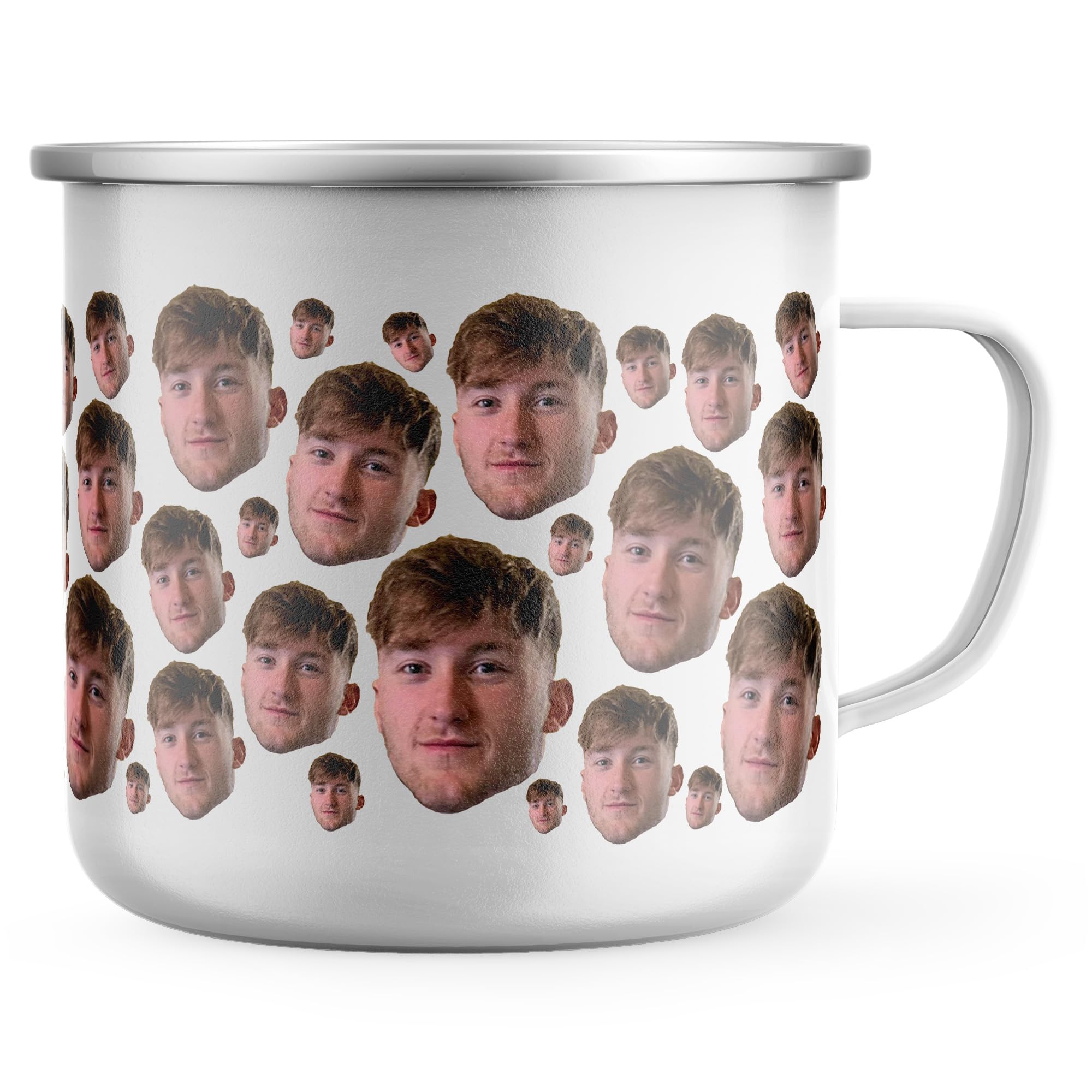 Purple Print House Customised Face All Over Enamel Mug Funny Personalised Photo Camping Cup Men Women