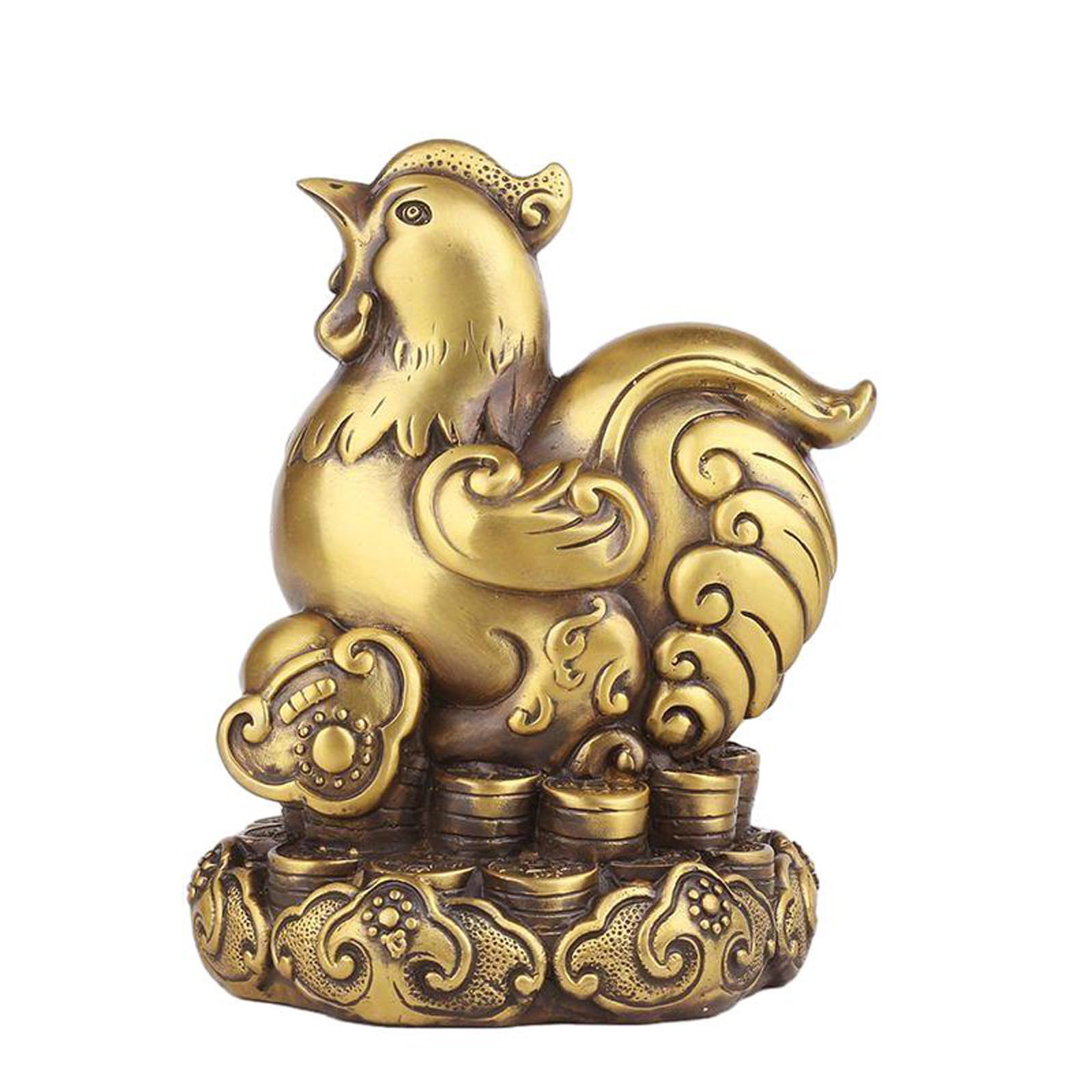WXMYOZR Chinese Zodiac Figurines Pure Brass Chinese Twelve Animals Statue Collectable Feng Shui Decor Best Chinese New Year Gift,Rooster,Big