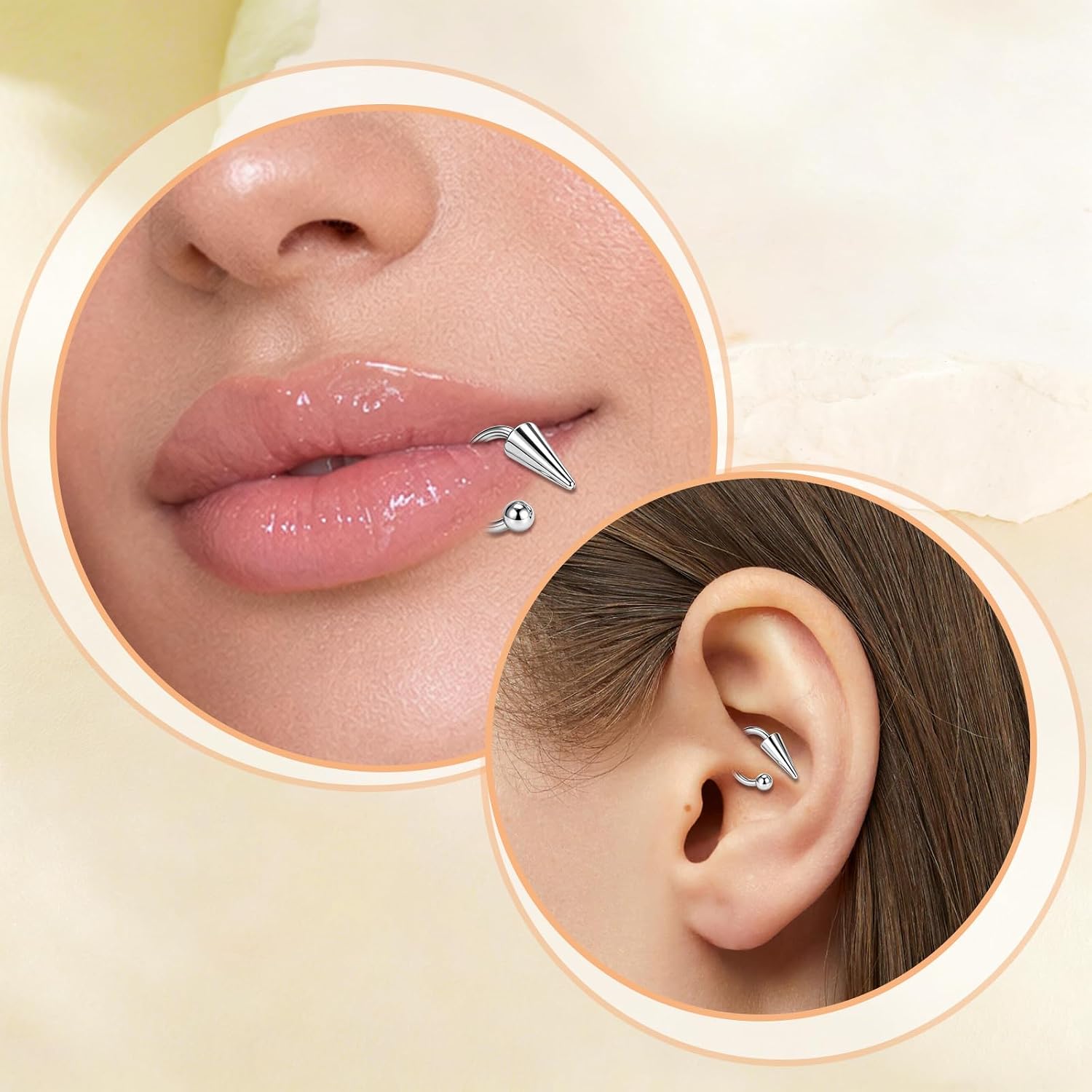 Xpircn 16G Lip Piercing Jewelry Snake Bite Jewelry Lip Rings Stainless Steel Labret Lip Jewelry Medusa Piercing Jewelry