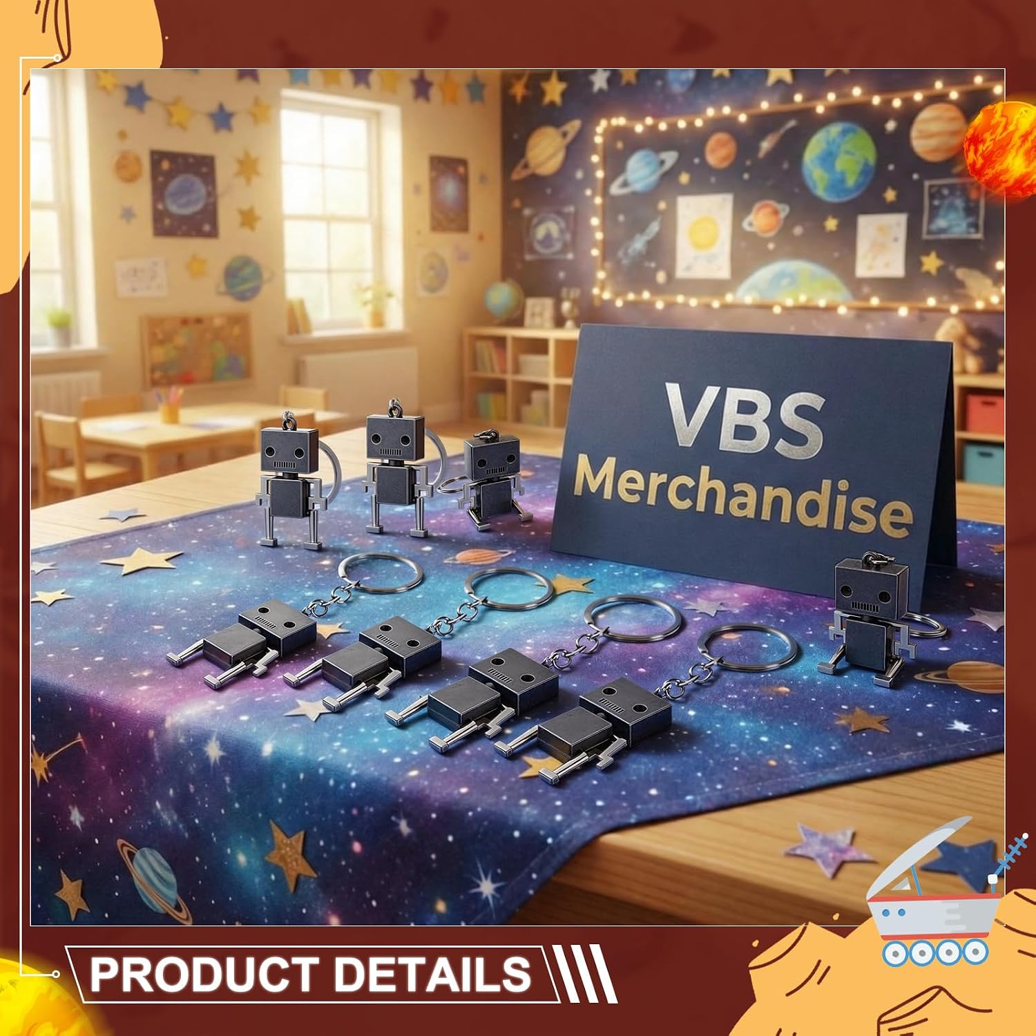 20 Pack Robot Keychains Bulk Vintage Galaxy Theme Mini Cute Metal Robot Pendant Keychains Party Favors for Vintage Key Rings Bag Charm Decorations Prizes