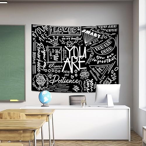 Miniatura 5 de Fungarth Quote You Are - Tapiz para niños positivos para el aula, tapices para colgar en la pared, inspirador, motivacional, blanco y negro, tapiz