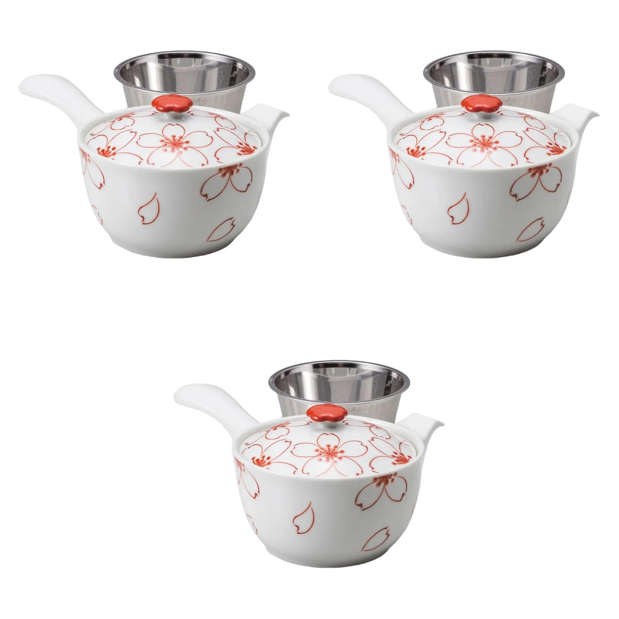 Set of 3 Nishikizakura SS Flat Kyushi Pot [4.5 x 3.3 inches (11.5 x 8.5 cm) (325cc)] | Arita Yakitayaki Setomonohonpo