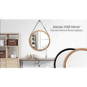 Domax Round Wall Mirror- Circle 15 Inch Mirror Bamboo Frame with Adjustable Hanging Leather Strap for Bedroom Bathroom… 71hbL8FYuXL