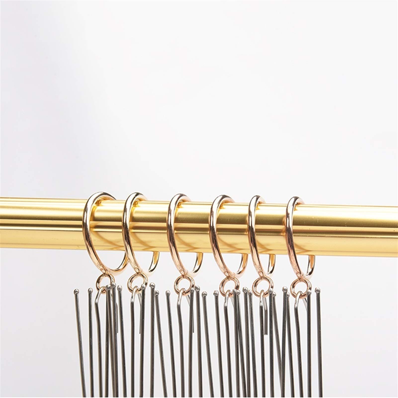 Anelli per Tende 50pcs Anello di Tenda Dorata con Clip, Doccia Anello Perforato, Accessori per Tende, Chiusura a Tenda, Gancio e Ciclo Ganci per Tenda Doccia Anelli