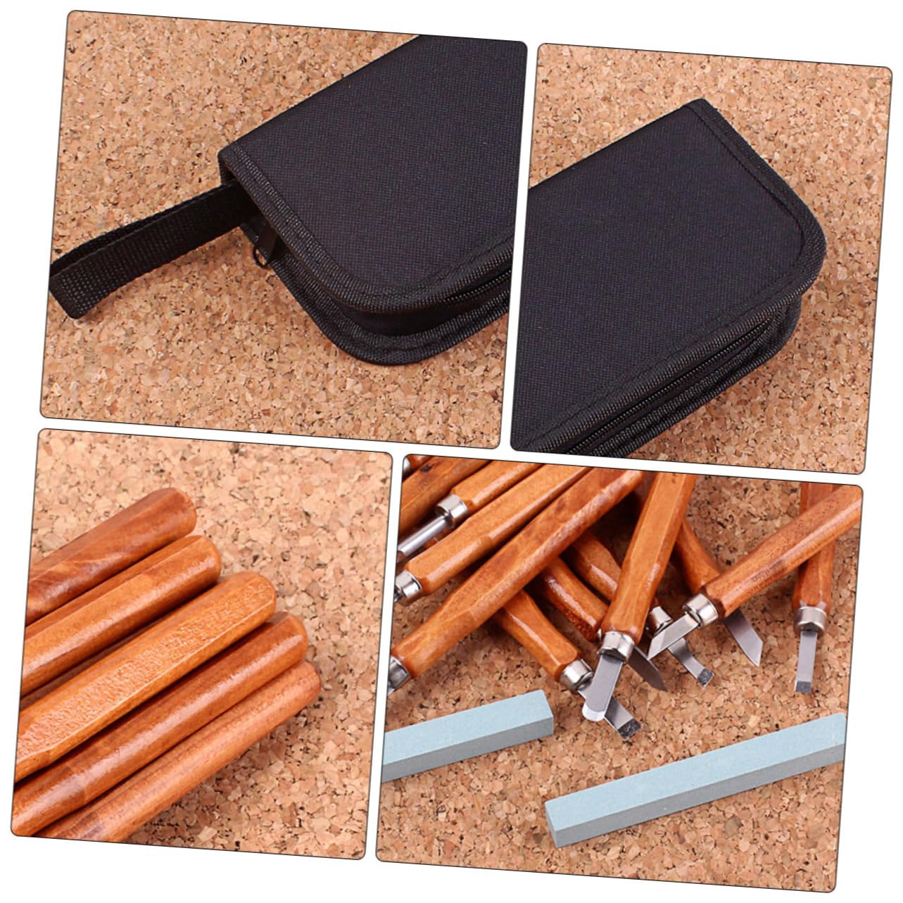 OSALADI Kit di Utensili per Intaglio Legno 14 Pezzi, Metallo e Legno, Impugnatura Antiscivolo, per Principianti, per Basswood e Pino
