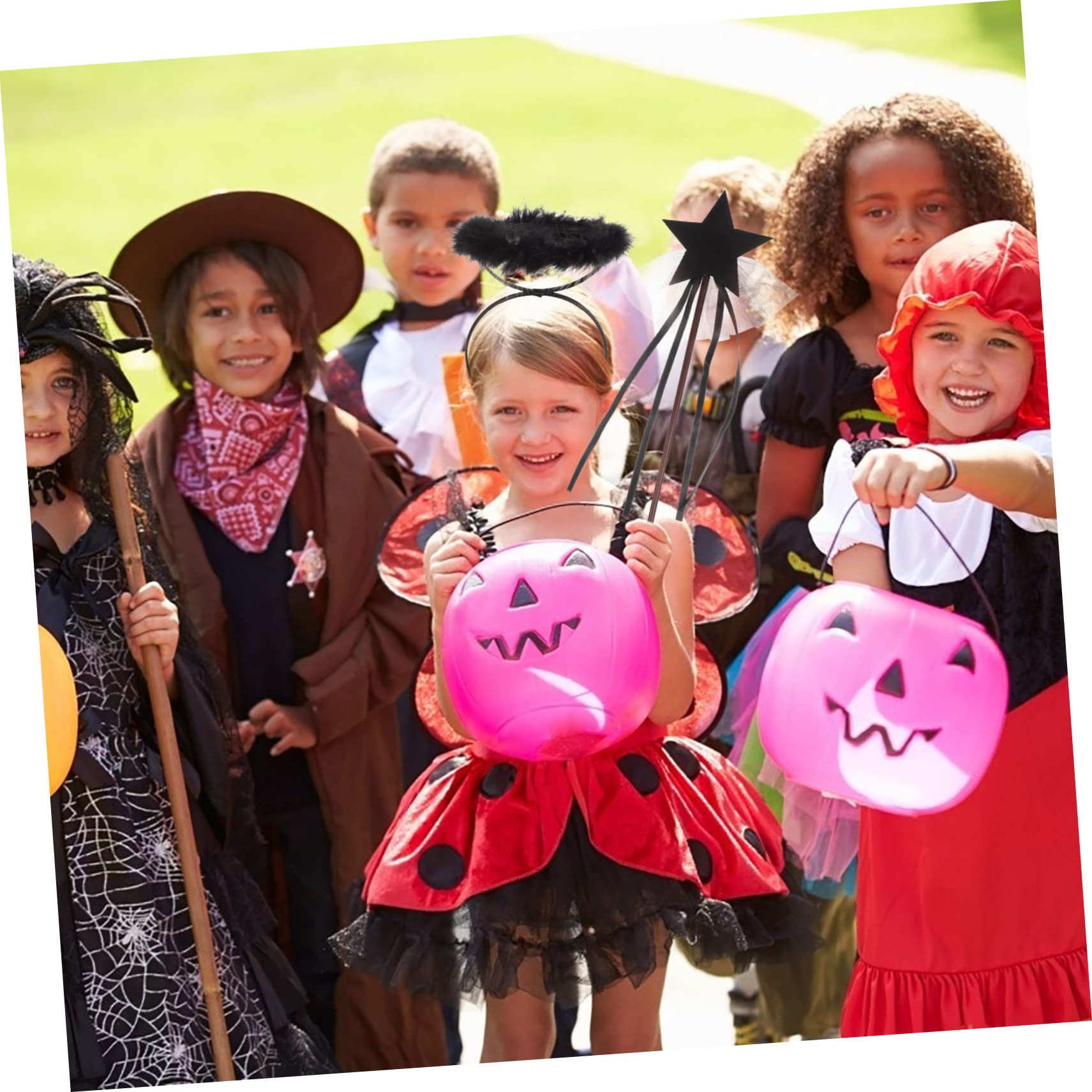 Set Aureola E Bacchetta Magica Da Angelo In Piume Bianche, Costume Accessori Per Bambini E Adulti, Per Halloween, Natale, Carnevale, Cosplay