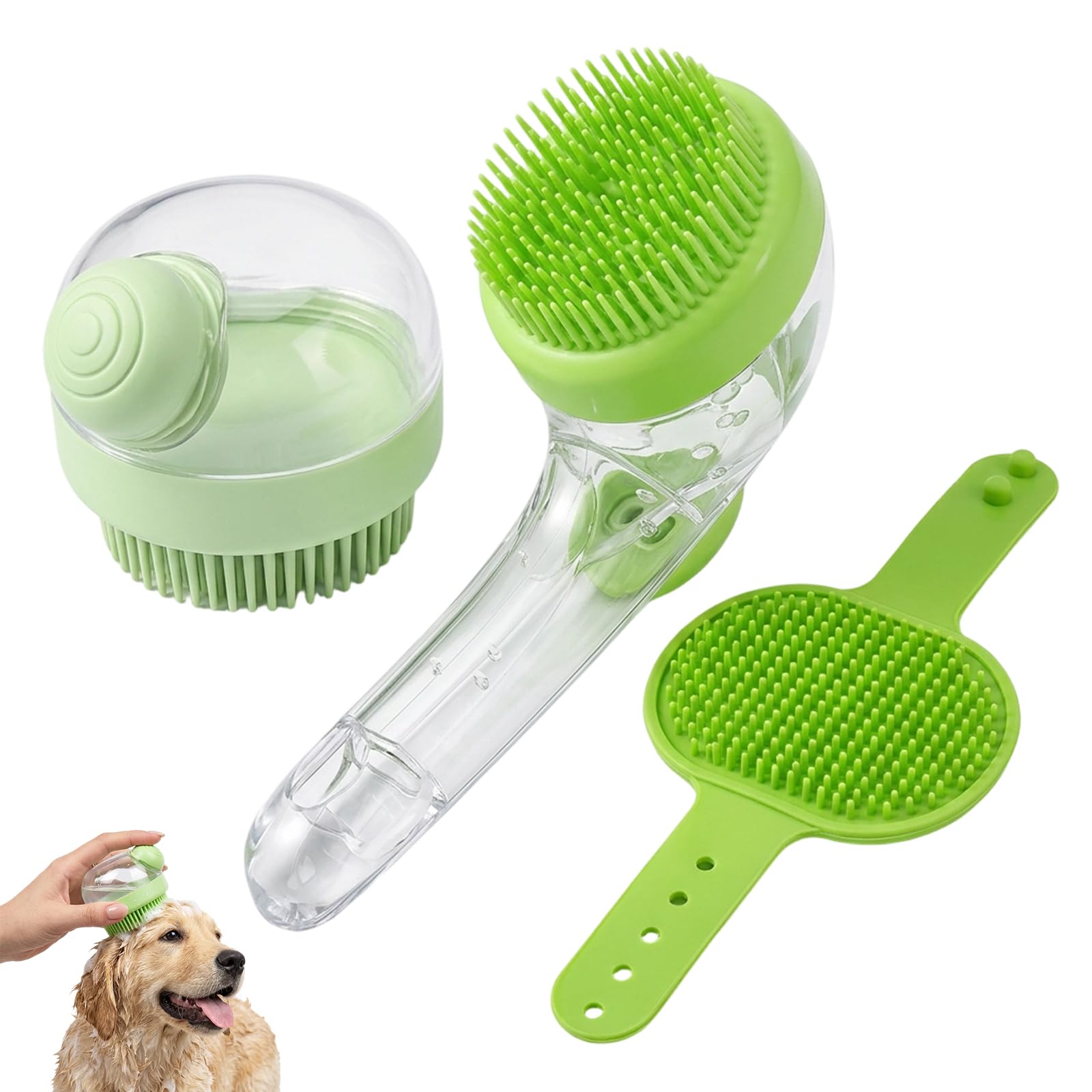 3 Pcs Pet Bath Brush for Dogs, Dog Shampoo Brush, Set for Long Hair Pets, Professional Dog Bath Brush for Regular Grooming Sessions, Includes Three Different Sizes and Types