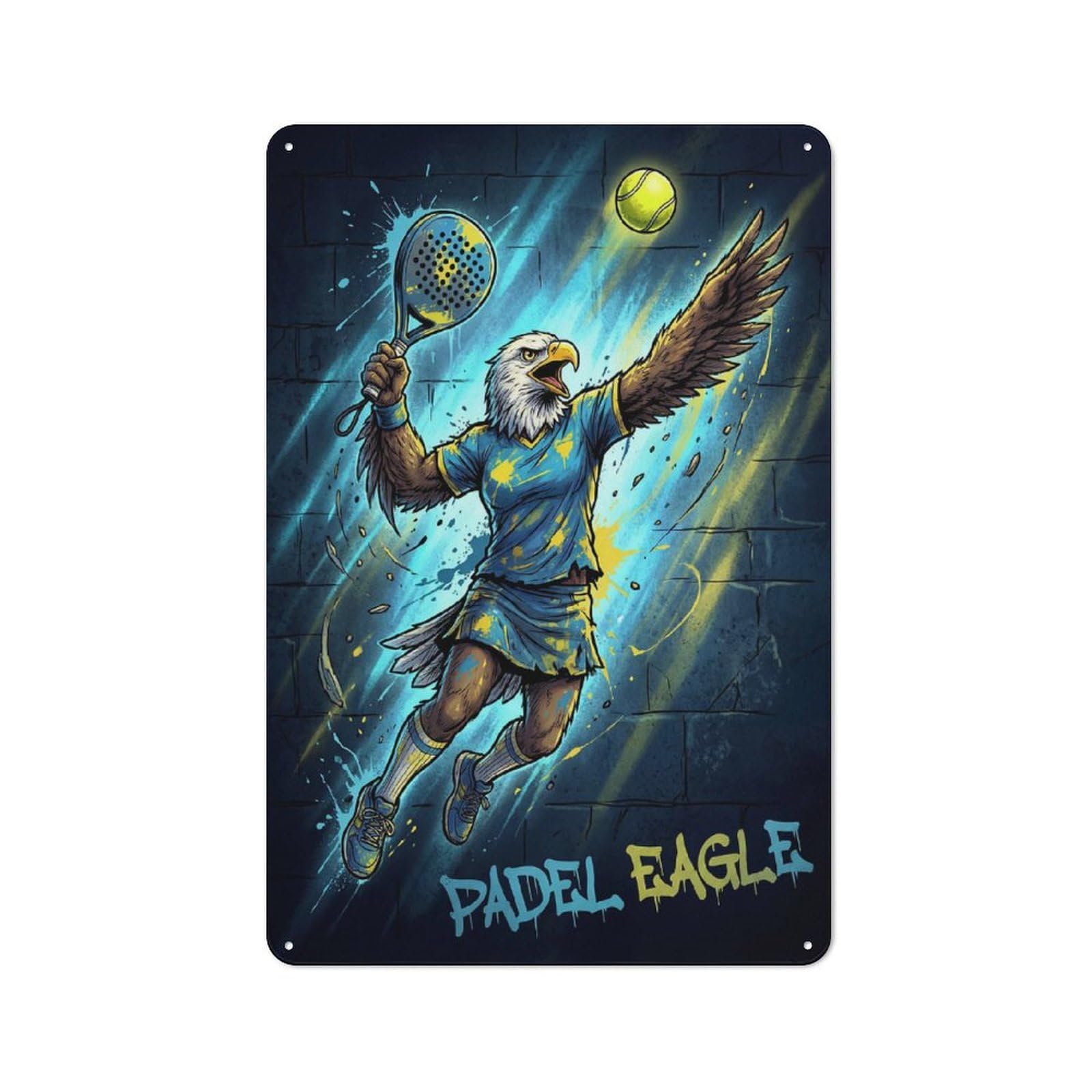 Junmoney Style-20 Rustic Padel Eagle Action Shot Tin Wall Plaque 30X20cm, Rustic Kitchen Decor For Cottage, Kitchen, Hallway Or Breakfast Nook