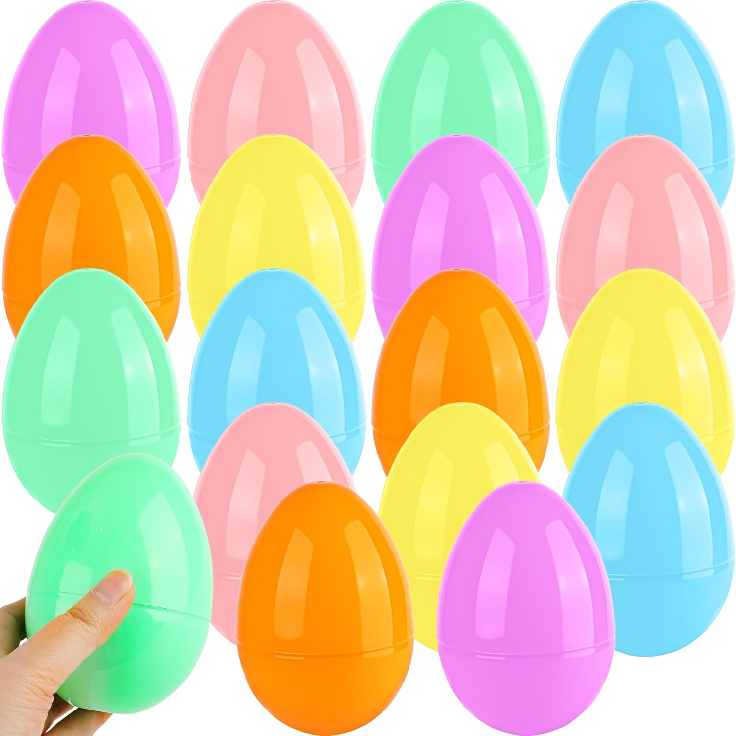 18 Pcs 5 Inch/ 6 Inch Plastic Easter Eggs Fillable Assorted Macarons Eggs Large Empty Egg for Easter Filling Treats, Gift Baskets (Macarons（ 5 Inch ）)