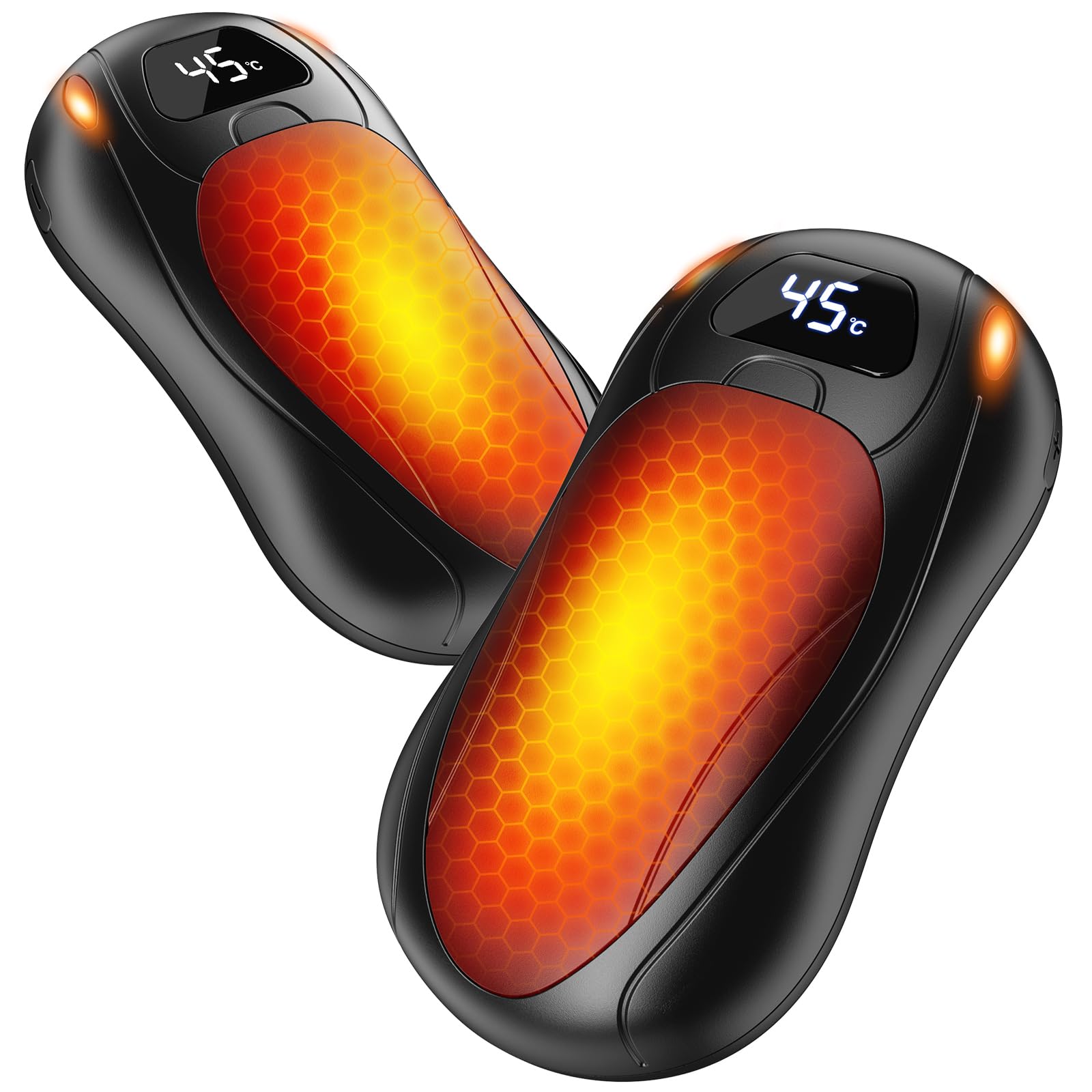 Scaldamani Elettrico, 6000 mAh Scaldamani Ricaricabile con LCD,35 °C-55 °C,Massima 12+ Ore,Riscaldamento Magnetico su Entrambi i Lati,Scaldamani Portatile Riutilizzabile per campeggio/Regali Invernali