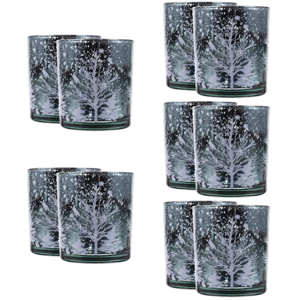 Toyvian 10 Unidades Portavelas Navideño de Cristal Estampado de Árbol de