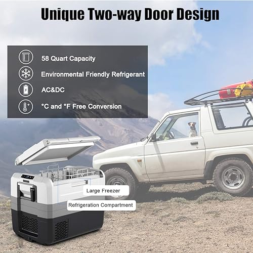 Miniatura 5 de GOFLAME Refrigerador portátil para automóvil de 48 cuartos (45 L), compresor congelador de -14.8 F a 50 F, refrigerador eléctrico de dos vías con