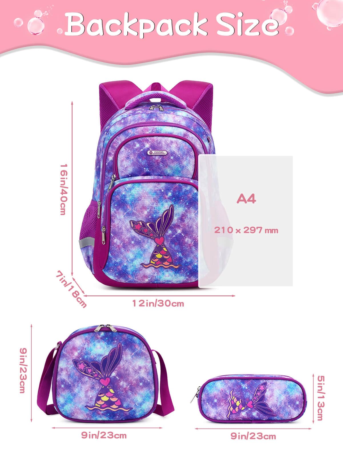 Mochilas escolares para niñas de 16 pulgadas para primaria, preescolar, jardín de infantes, lindas y de gran capacidad