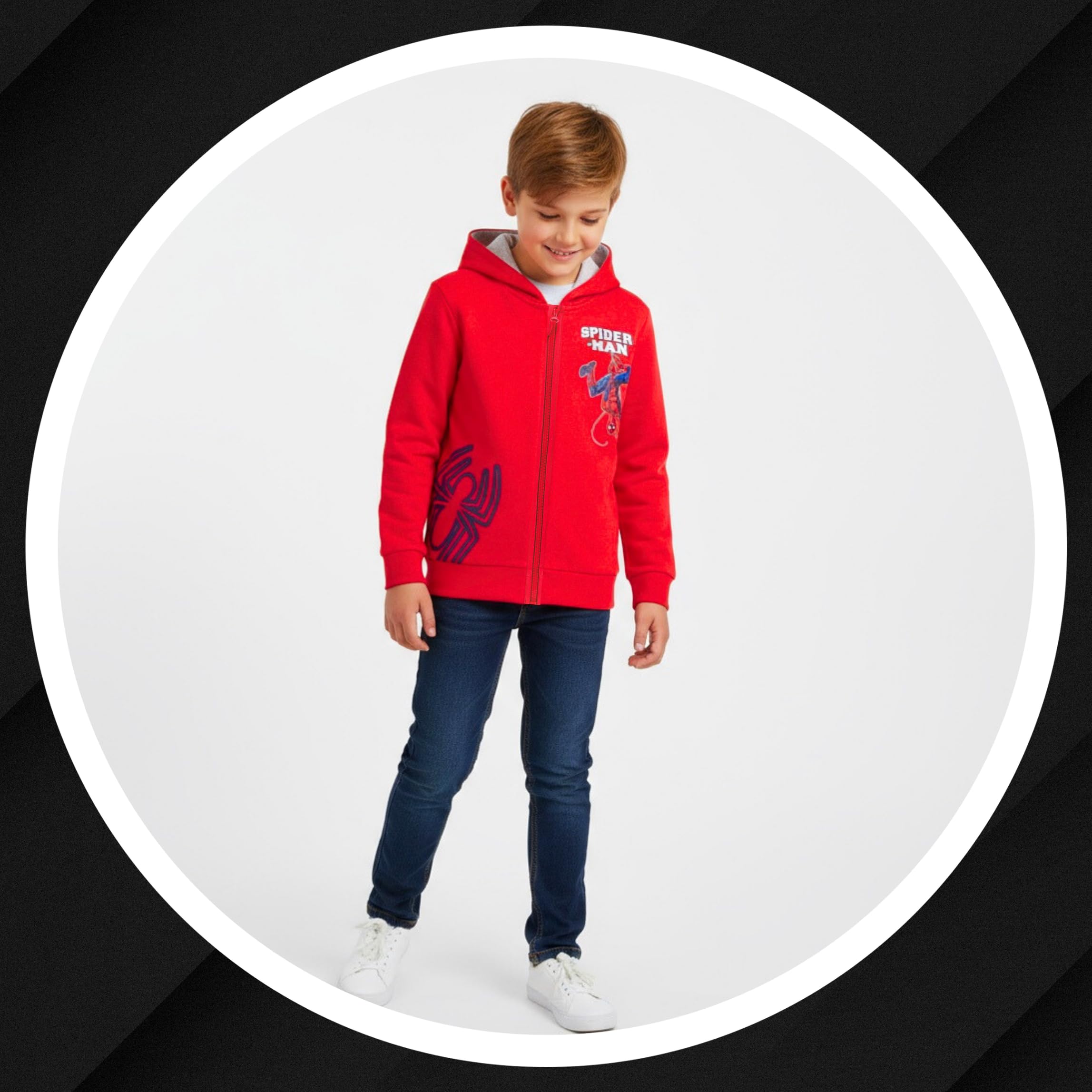 Marvel Spiderman Sudadera con Capucha Niño, Sueter Sudadera Cierre Cremallera, Regalo para Niños, Tallas 3 a 8 Años